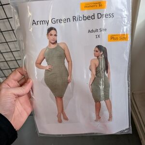 New Women's 1x Army Green Dress